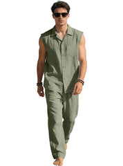 Men's Thin Sleeveless Shirt Casual Sports Suit