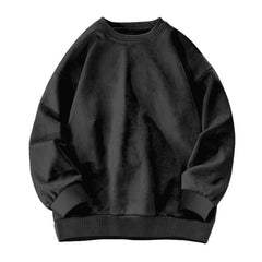 Round-neck Solid-color Suede-fleece Hoodie