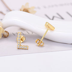 26-letter Zircon Earrings Uppercase Letters