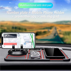 Support de téléphone de voiture antidérapant 4 en 1 avec carte de stationnement et tapis antidérapant. Support de téléphone adhésif pour tableau de bord.