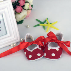 Christmas Newborn Baby Shoes Wearing Long Sleeve Dress