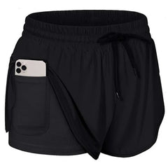 Women Quick Dry Fake 2 in 1 Reflective Running Shorts Girls Double-Deck Gym Yoga Fitness Jogging Workout Short Pants Custom Logo