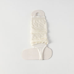 Coquette Lace Knit Stirrup Leg Warmers, White Hollow-Out Slouchy Socks For Sandals & Flip Flops, Balletcore Cropped Leg Warmers