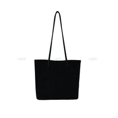 Retro Suede-Like Fabric Simple Handheld Shoulder Tote Bag