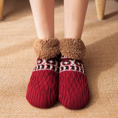Cozy Fleece Bootie Slipper Socks Non-Slip Indoor Wear For Women And Men