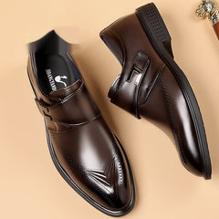 Mens Leather Shoes Made From Full-Grain Cowhide With A Pipe-Shaped Toe