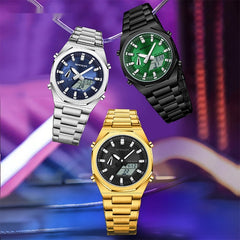 Dual-display Multi-function Summer-time Mens Watch