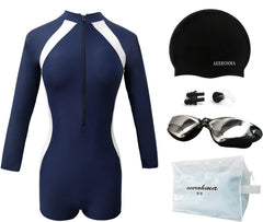 The new swimsuit for women in is a professional sport one-piece, flat-angle, conservative, skinny and full-length diving, long-sleeved hot spring swimsuit
