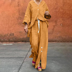 Women's Long-sleeve Cardigan Top And Pants Set