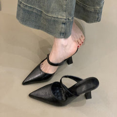 Pointed-toe Stiletto-heel Open-back Mules For Women