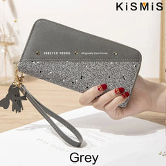 KISMIS Women'S Wallets Fashion Long Leather Wallets Large Capacity Buckle Zipper Clutches Fashion Multi-Card Wallets Zipper