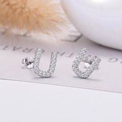 26-letter Zircon Earrings Uppercase Letters