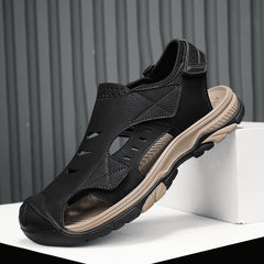 Plus Size Beach Shoes Breathable Leather Sandals For Men
