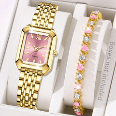 The Lady Is Just Wearing A Square Quartz Watch