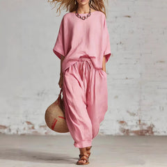 Women's Solid Color Loose Casual Set