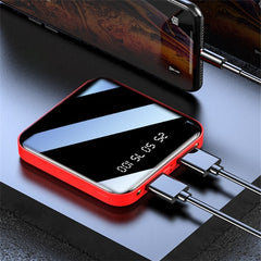 Mini-Powerbank 20000 mAh, tragbarer Powerbank mit Spiegel und Digitalanzeige