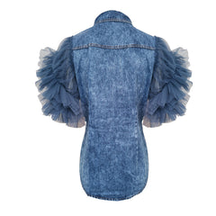 Frayed denim jacket women