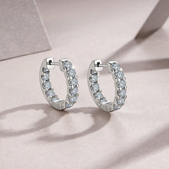 A Luxurious And Fashionable Minimalist Jewelry Earring Set Featuring Top-quality Moissanite Stones, Made Of S925 Silver Electroplated With Platinum.