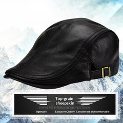 Mens Thin Korean-Style Leather Hat For Autumn And Winter Perfect For Middle-Aged And Older Gentlemen