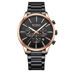 Mens Waterproof Business Round Six-Hand Calendar Watch