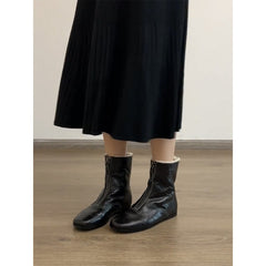 Womens Fleece-Lined Dr Martens-Style Boots With Front Zipper, All-Match Style