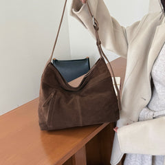 Matte Cowhide Commuter ShoulderCrossbody Tote Bag