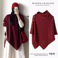 Women's Casual Loose Solid-Colored Knitted Cape Scarf