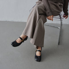 Women's Premium Washed Full Grain Leather Split-Toe Tabi Mary Jane Flats, All Leather Lined Shoes