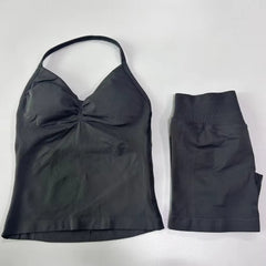 Fashionable Seamless Womens Fitness Shorts Set