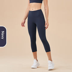 Women's Solid-Colored High-Waist Cropped Sports Fitness Pants