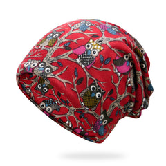 Fashion Men's And Women's Fashion Owl Print Riding Bib Hat Dual-use