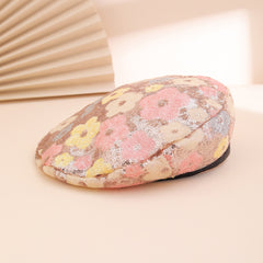 European And American Trendy Fashion Small Sequin Flower Beret, A Versatile Style That Suits All Occasions. A Painter's Hat, Perfect For Outdoor Photography.
