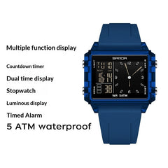 Square Large-dial Sports Watch With Waterproof Electronic Display