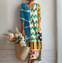 Lady's Linen Long-sleeved Dress