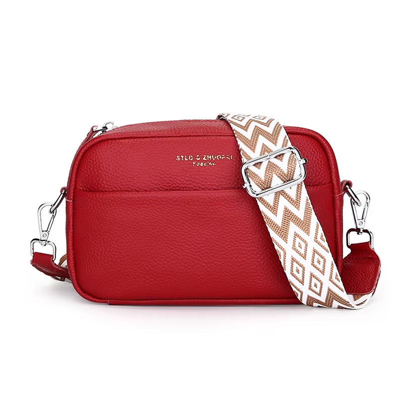 High Quality Genuine Leather Women Crossbody Shoulder Bags 2023 Luxury Solid Color Cow Leather Handbag Female Messenger Tote Sac