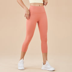 Women's Solid-Colored High-Waist Cropped Sports Fitness Pants
