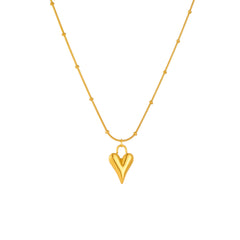 Stylish Stainless Steel Beaded Heart Pendant Earring And Necklace Set