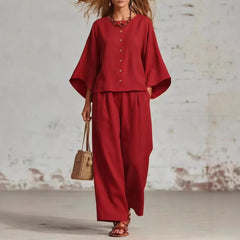 Women's Cotton And Linen Wide-leg Pants Suit