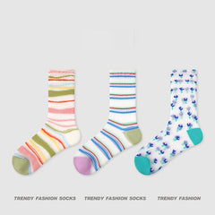 Breathable Thin Colorful Mesh Mid-calf Socks