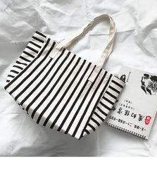 Striped Canvas Bag For Women Single-shoulder Large Capacity For Students