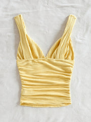 Women's Summer New Casual Romantic Vacation Solid Color Twisted Knit Texture Camisole Suitable For Going Out And Dating