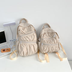 Nylon Fabric Large-Capacity Pleated Patchwork Contrasting Color Backpack