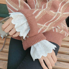 Sweater Sweater With Fake Sleeves, Cotton Sleeves, Women's Lace Cuffs, White Lace Shirt Sleeves