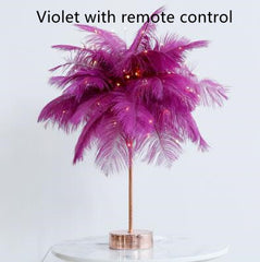 Feather Lamp Nordic Desk Lamp European-Style Bedroom Bedside Feather Table Lamp Night Light Table Lamp Decoration Modern