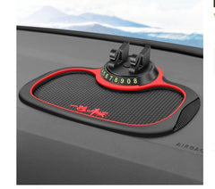 Support de téléphone de voiture antidérapant 4 en 1 avec carte de stationnement et tapis antidérapant. Support de téléphone adhésif pour tableau de bord.