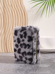 Plush Coin Purse Fashionable Niche Design Simple And Fluffy With Leopard-Print Card Holder
