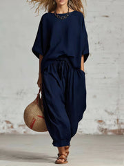 Women's Solid Color Loose Casual Set
