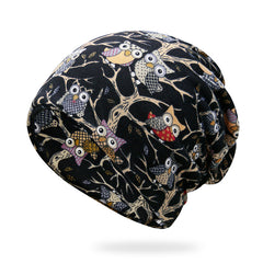 Fashion Men's And Women's Fashion Owl Print Riding Bib Hat Dual-use
