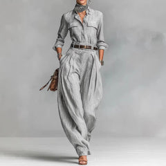 Long-sleeve Shirts And Wide-leg Trousers Offer A Relaxed Stylish And Casual Look