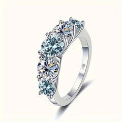 SAnello da donna in argento ecologico con moissanite e zirconia coltivati in laboratorio con marchio 925